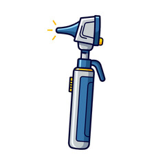 Fototapeta premium A cartoon illustration of a medical otoscope, a diagnostic tool used for examining the ear canal and eardrum.