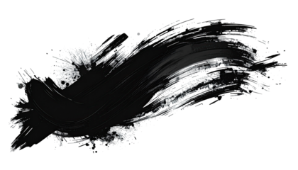 Abstract black paint stroke with light gray speckles