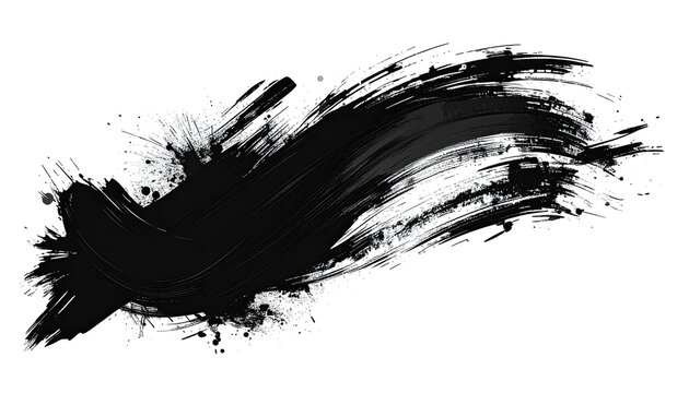 Abstract black paint stroke with light gray speckles