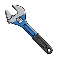 Obraz premium A cartoon illustration of an adjustable wrench.