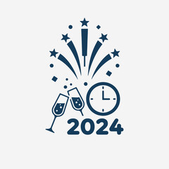 The flat design concept for the New Year's Eve poster focuses on simplicity, elegance, and ease of recognition.