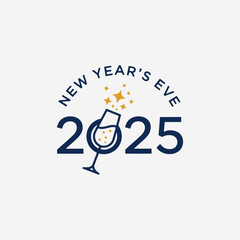 The flat design concept for the New Year's Eve poster focuses on simplicity, elegance, and ease of recognition.