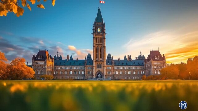Parliament buildings sunrise autumn