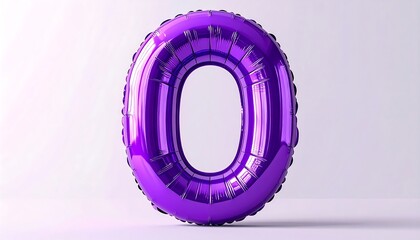 A vibrant purple foil balloon number zero, displayed against a plain backdrop.