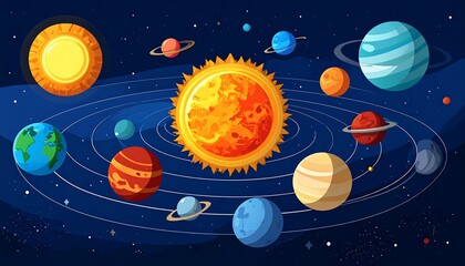 Colorful solar system illustration