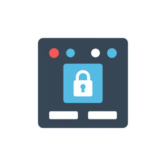 Icon of a computer window with a lock symbol, representing security and privacy.