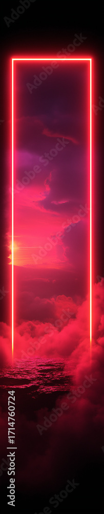 Poster an abstract background with brightly colored neon frame.