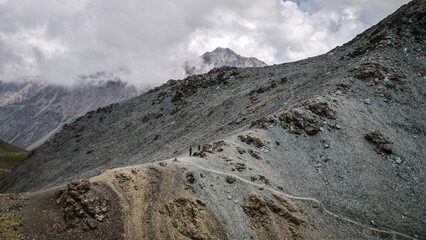The aerial views of the Tien Shan Mountains in Kyrgyzstan