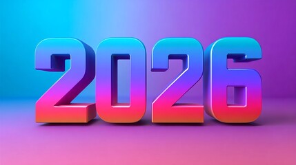 Colorful 3D sign '2026" - new year celebration. 