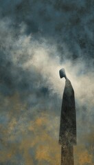 Abstract Figure in Misty Background with Shadows