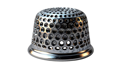 A metallic thimble, detailed view