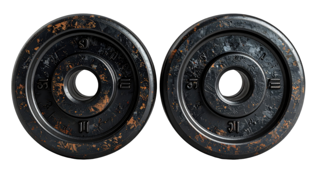 Two weathered weight plates