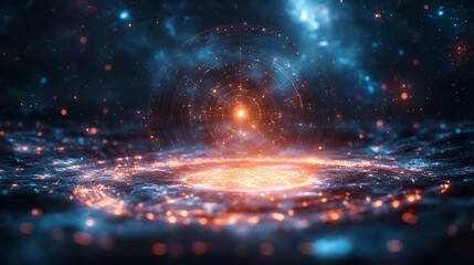 Fototapeta premium Abstract glowing orb in dynamic vortex