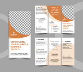 Minimal Peach and Cream Business Brochure Layout, Clean Trifold Design for Corporate Marketing.