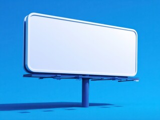 Fototapeta premium Empty White Billboard on Bright Blue Background