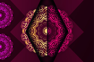 Elegant golden crown design with symmetrical loops and swirling floral mandala ornament