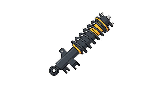 Automotive Coilover Suspension Shock Absorber with Yellow Spring.