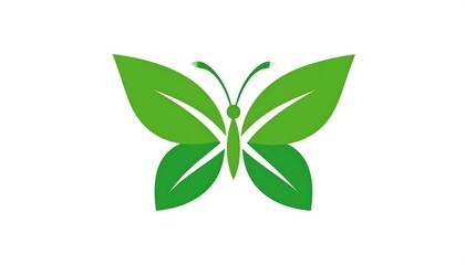 Fototapeta premium A vibrant green butterfly design, formed from stylized leaves, creates a serene and eco-friendly visual.
