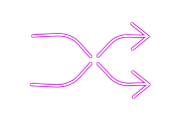 Pink shuffle arrows isolated on transparent background, representing random order change