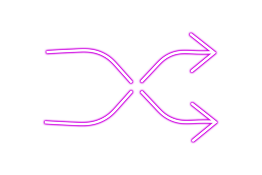 Pink shuffle arrows isolated on transparent background, representing random order change