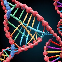 DNA double helix, a complex molecule that carries genetic information.