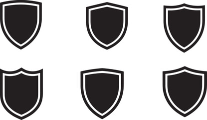 Shield Vector Icons Set: Black Protection, Security, and Defense Graphic Elements for UI, Web, and Logos