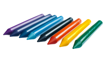 Colorful wax crayons isolated on transparent background