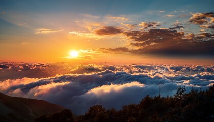 The Sunrise Is Hiding Behind The Clouds