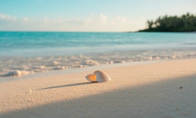 Obraz premium Seashell on a pristine beach at dawn