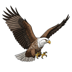Fototapeta premium Majestic bald eagle in flight with wings spread wide