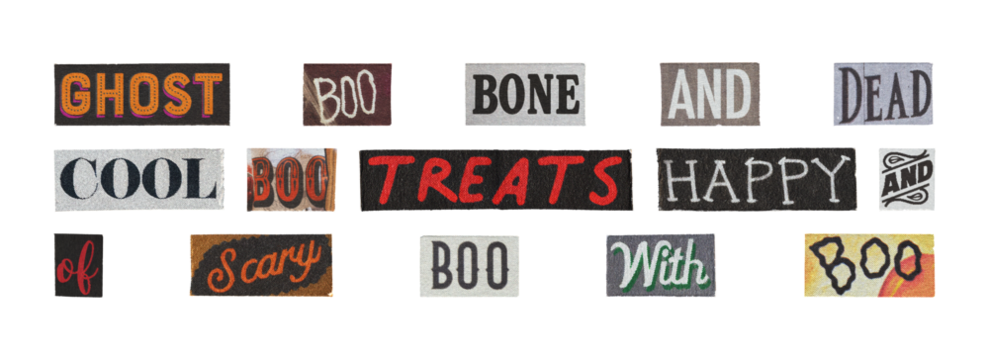 paper cutout halloween typography snippets bundle for printable projects, transparent png
