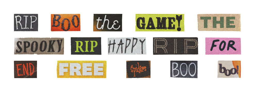 paper cutout halloween typography snippets bundle for printable projects, transparent png
