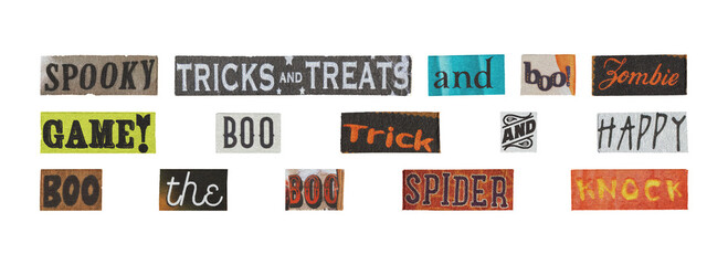 halloween typography wordmarks and text elements set for identity and web
