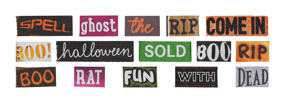 halloween typography wordmarks and text elements set for identity and web
