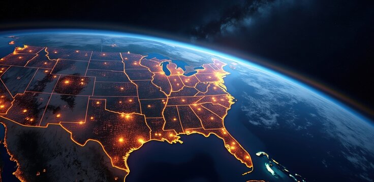 Astronaut gazes at earth s illuminated united states from space