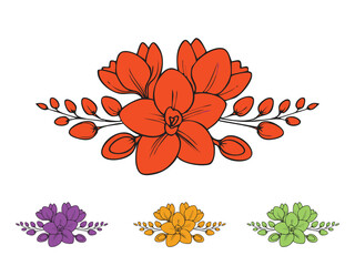 Modern Vector frezia Flowers Design Element Floral Bouquet Design Illustration
