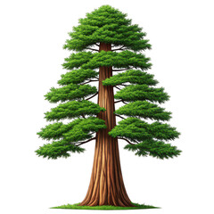 Giant sequoia tree isolated on transparent background