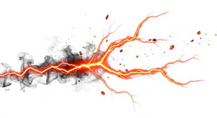 Electric Discharge with Smoke and Sparks on Black Background High Voltage Electricity Concept
