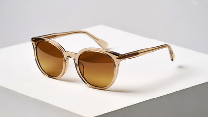 Designer sunglasses product photo, crisp shadows, pure white background, studio lighting