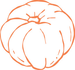 Orange pumpkin outline, Halloween clip art, autumn icon decor