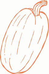 Orange pumpkin outline, Halloween clip art, autumn icon decor