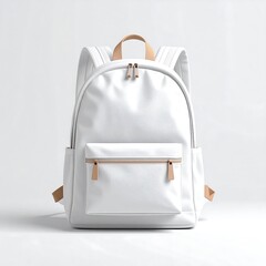 White backpack, light beige accents