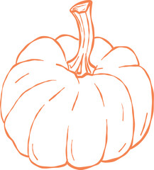 Orange pumpkin outline, Halloween clip art, autumn icon decor