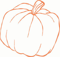 Orange pumpkin outline, Halloween clip art, autumn icon decor