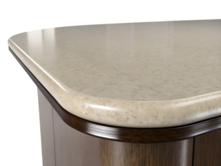 Close up of a quartz countertop on transparent background