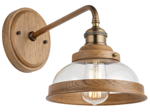 Wall lamp with a glass shade isolated on transparent background