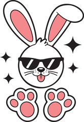 Stylish Bunny in Dress with Glasses Vector Illustration