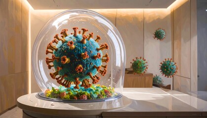 A large virus model in a glass dome
