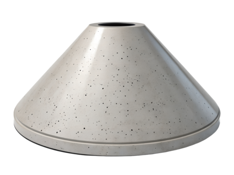 Concrete cone isolated on transparent background, close up view