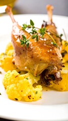 Roasted chicken drumsticks with cauliflower